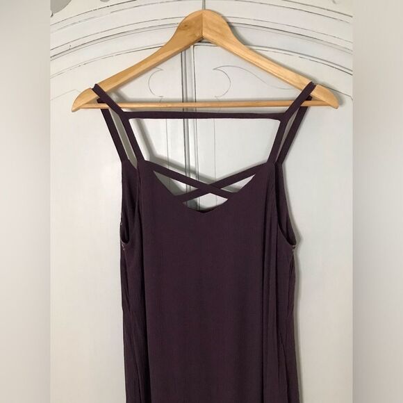 Sonoma purple high low pink embroidered maxi sundress crinkle fabric size L - Picture 4 of 5